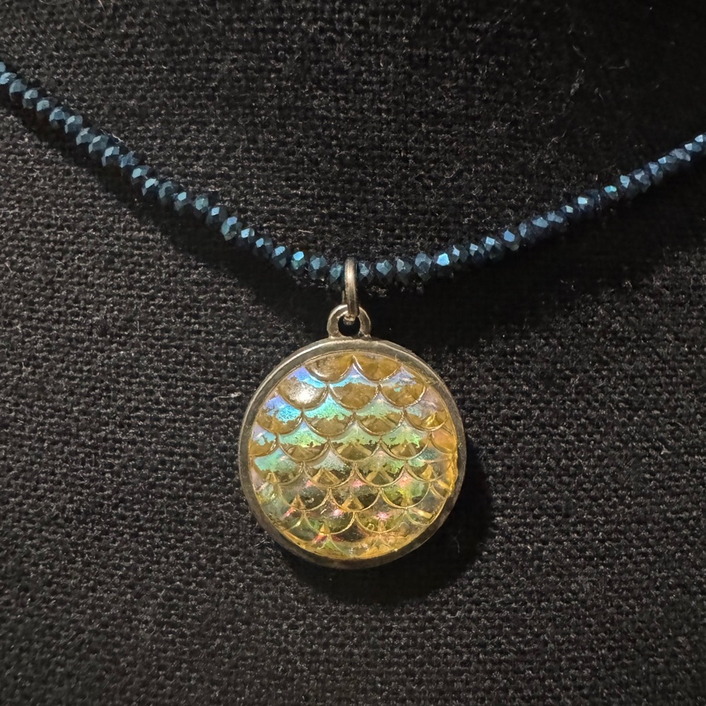 handmade beaded mermaid necklace choker sparkle adjustable